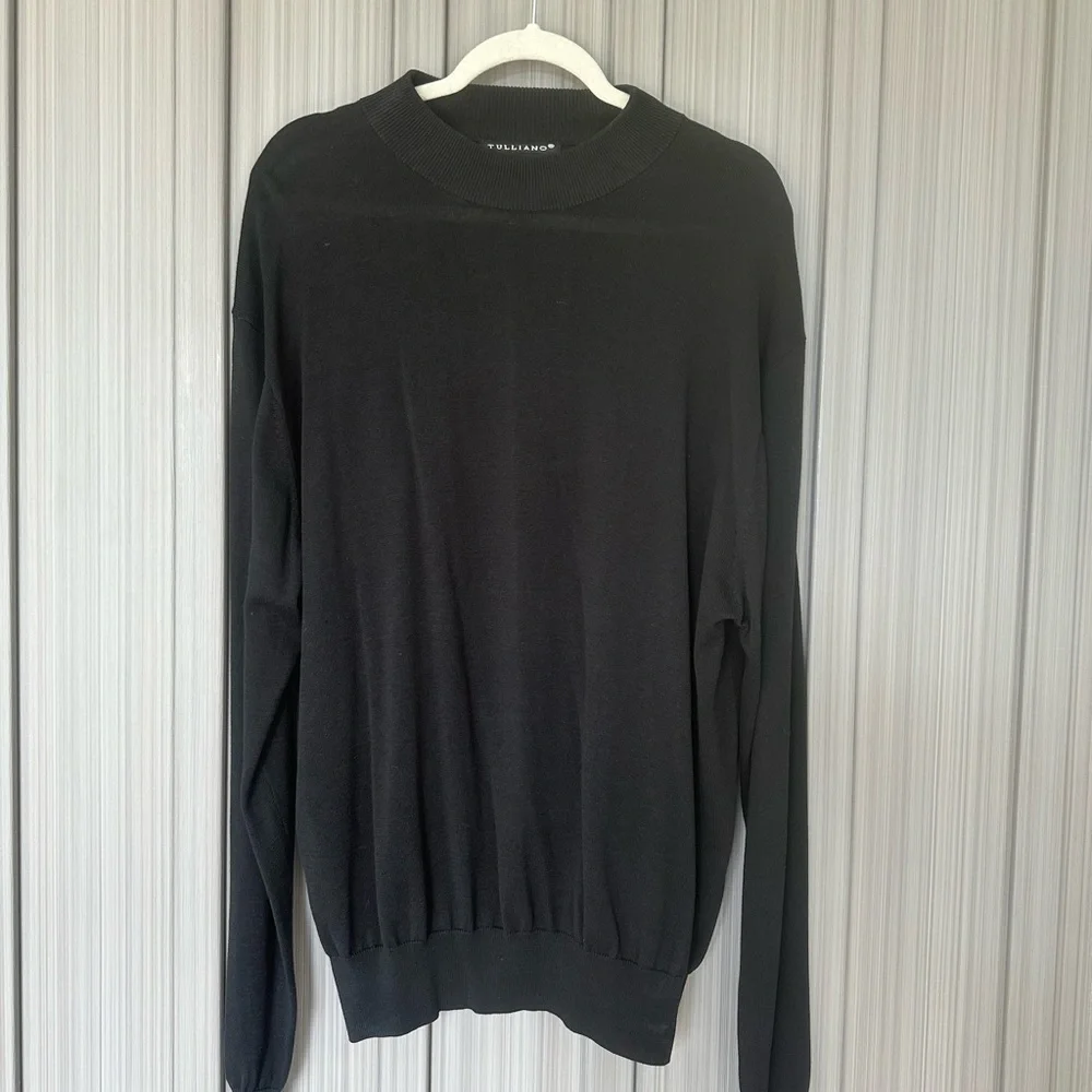 Men's Black Silk & Cotton Sweater Preppy Academia Neutral Layer Sz XL